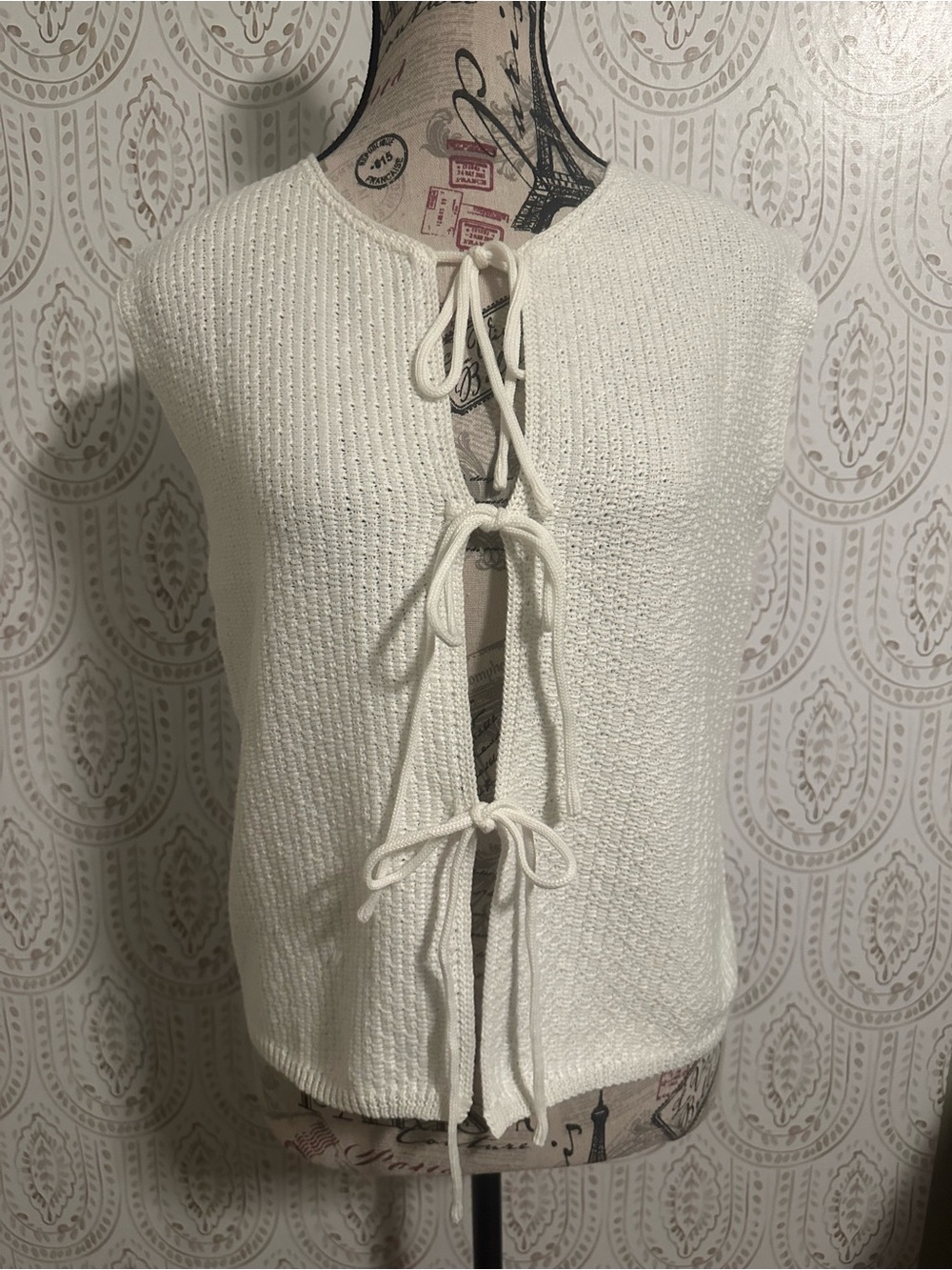 Amazon White Tie-Front Knit Tank